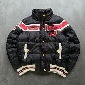 Coogi Women’s Puffer Jacket Black Red Patchwork Retro Style Size M Y2K